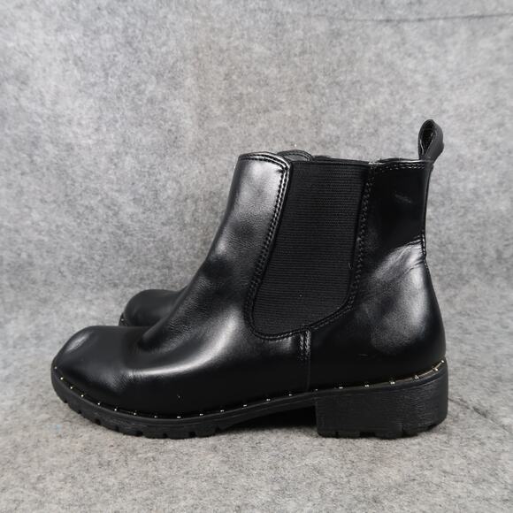 SO Shoes Womens 6 Ankle Booties Chelsea Pull On Black Boot Fabiana Casual Studs - Picture 4 of 11